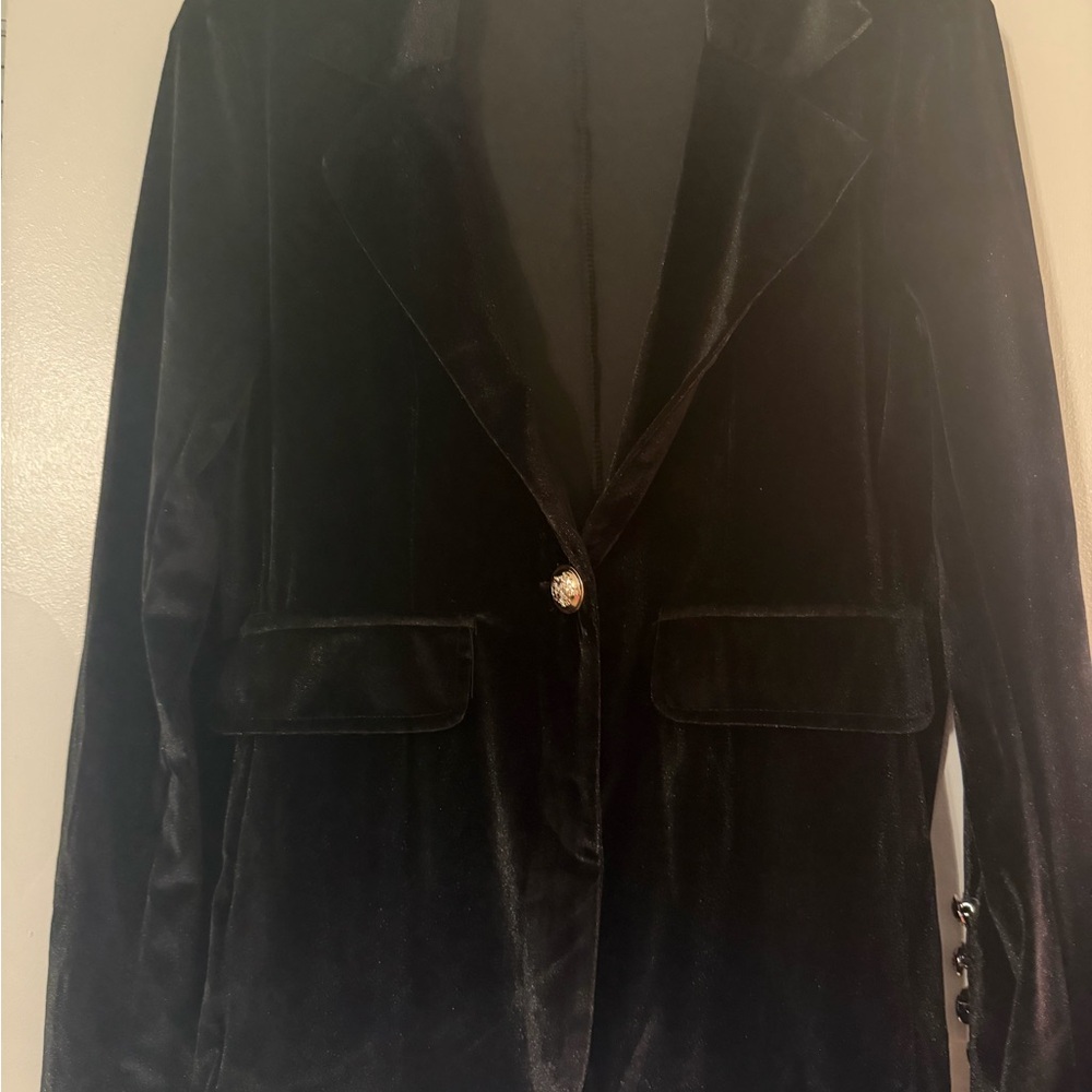 Black Lightweight Blazer with Gold Buttons